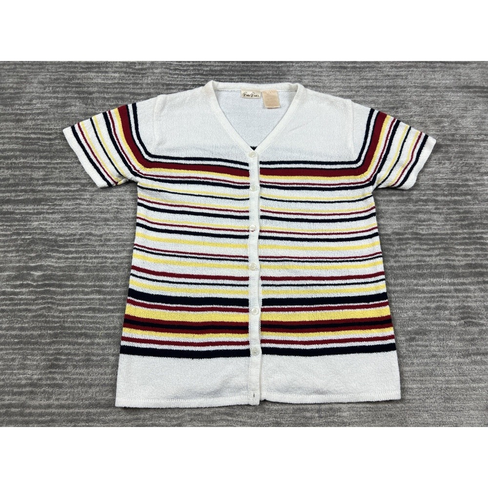 Bobbie Brooks Sweater Womens Small Multicolor Striped Shortsleeve Acrylic Casual
